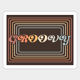 Groovy - retro 70s font with stripes in vintage colors Magnet